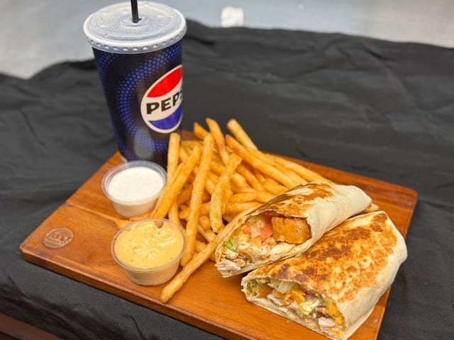 Crispy Wrap w/ fries & Drink.