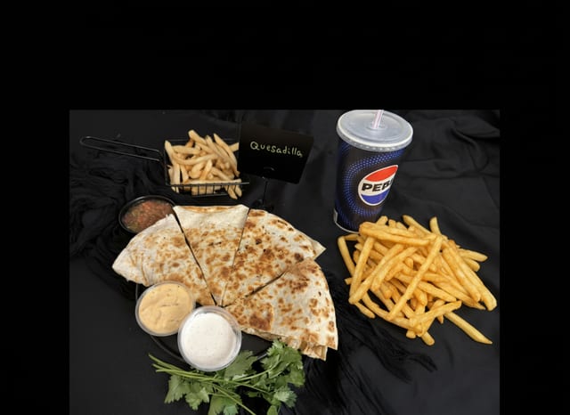 Quesadilla w/ fries & Drink.